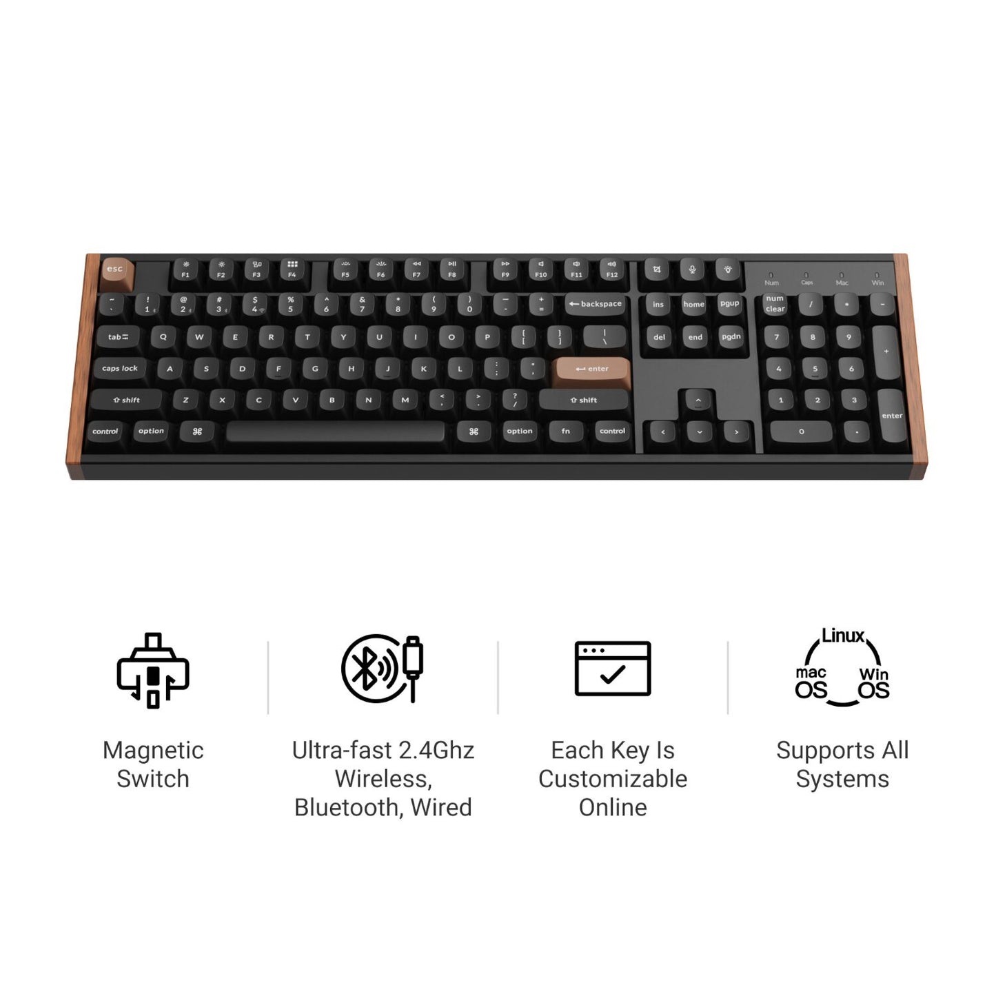 Keychron K10 HE 100% Wireless Magnetic Gaming Keyboard Nebula Switches – Black - alternate product view 3