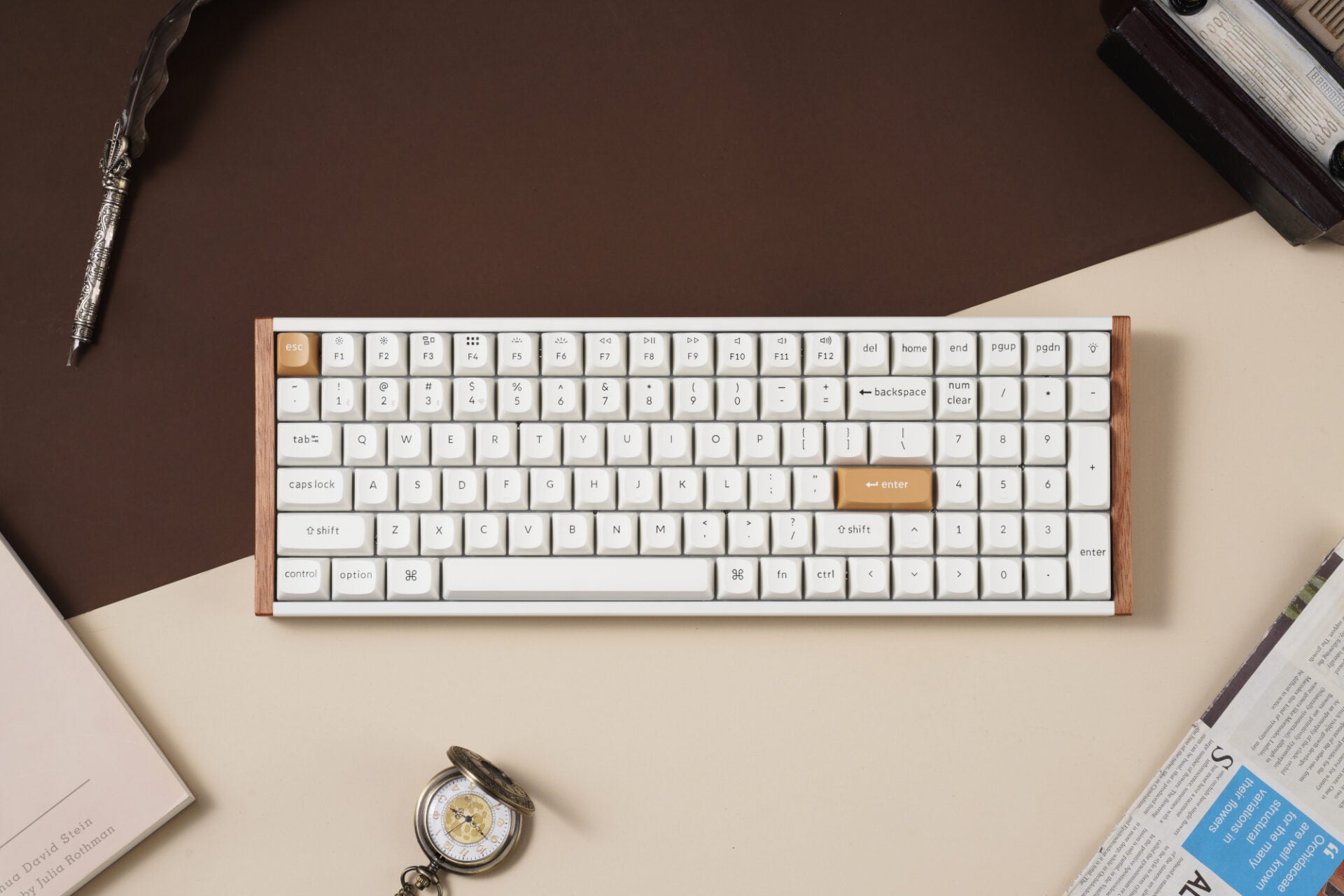 Keychron K4 HE 96% Magnetic Switch Hot-Swap RGB Wireless Keyboard – White (Wood + Aluminium) - alternate product view 5
