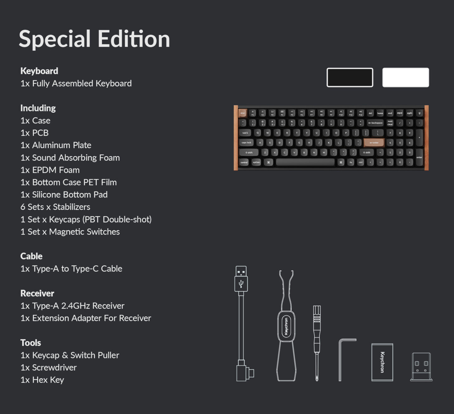 Keychron K4 HE 96% Magnetic Switch Hot-Swap RGB Wireless Keyboard – White (Wood + Aluminium) - alternate product view 6