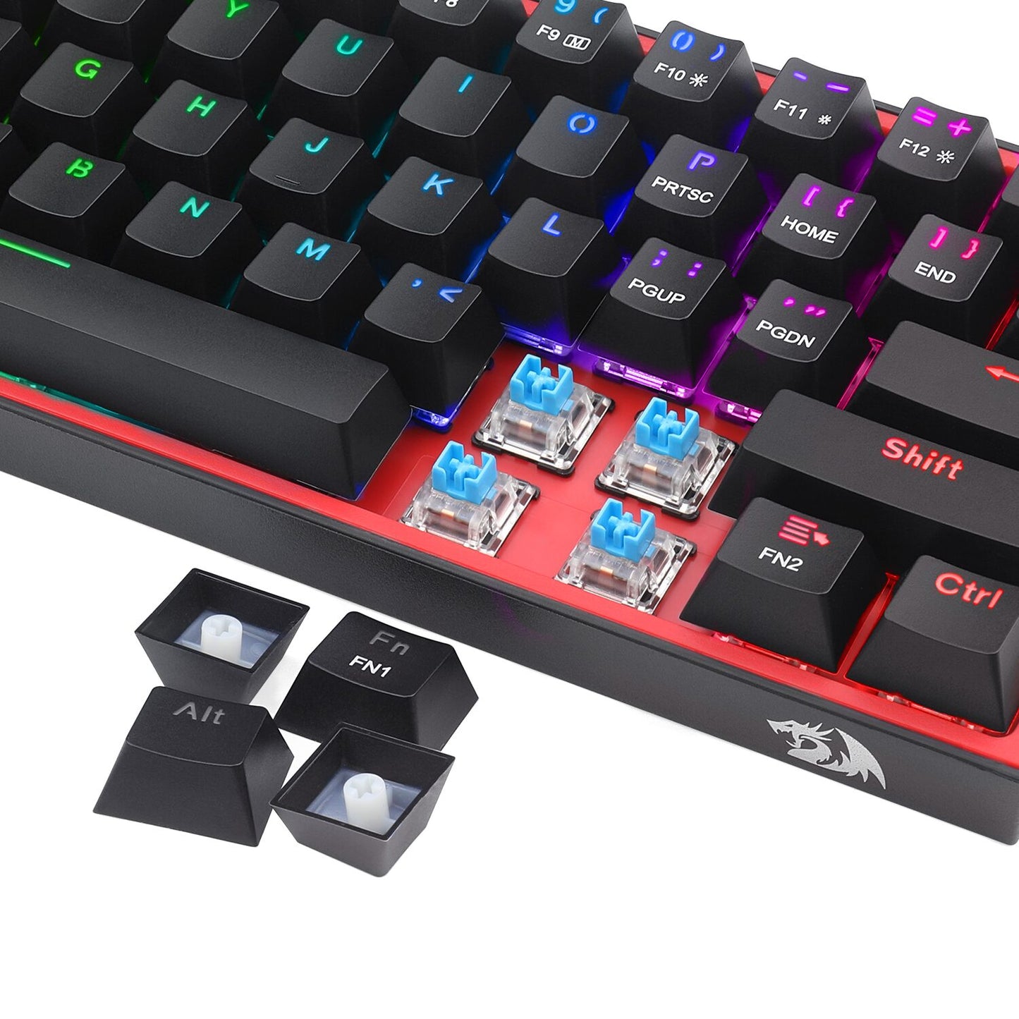 Redragon K616 FIZZ Pro 61-Key RGB Mechanical Gaming Keyboard – Black (60%, RGB, Wireless/Wired, Hot-Swappable) - alternate
