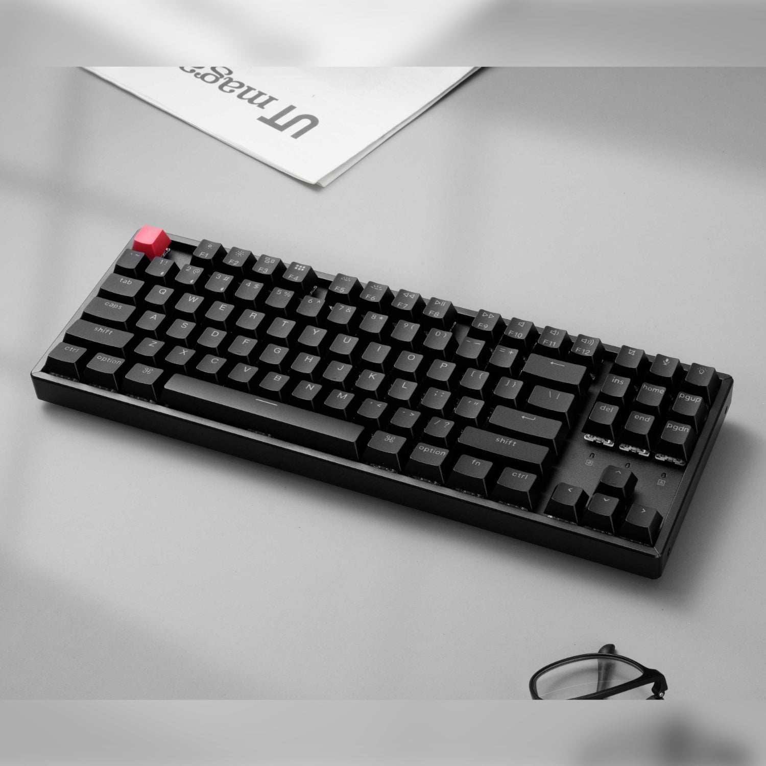 Keychron K8 QMK 80% TKL Wireless Mechanical Keyboard V2 Red Switches - Black - alternate product view 3