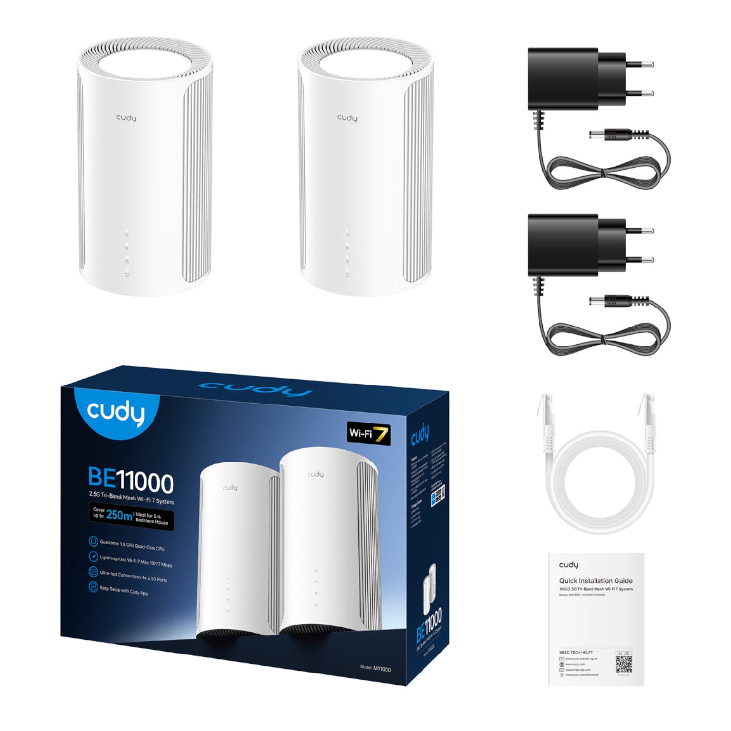 Cudy BE11000 Wi-Fi7 Tri-band Mesh Wi-Fi System - 2 Pack - alternate product view 2