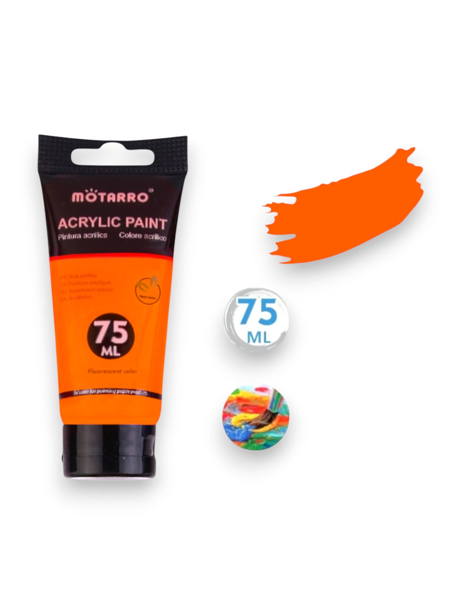 Motarro Acrylic PAINT - Fluorescent - Orange - 75 Ml (MP169 - 2)
