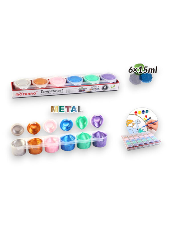 Motarro Tempera SET PAINT - METAL Colours - 6x15 Ml (MP172 - 3)