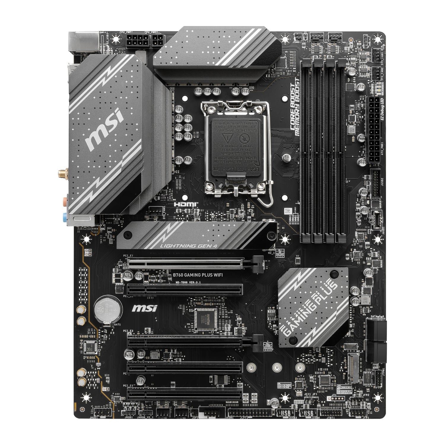 MSI B760 GAMING PLUS WIFI DDR5 LGA1700 ATX Motherboard - alternate product view 2