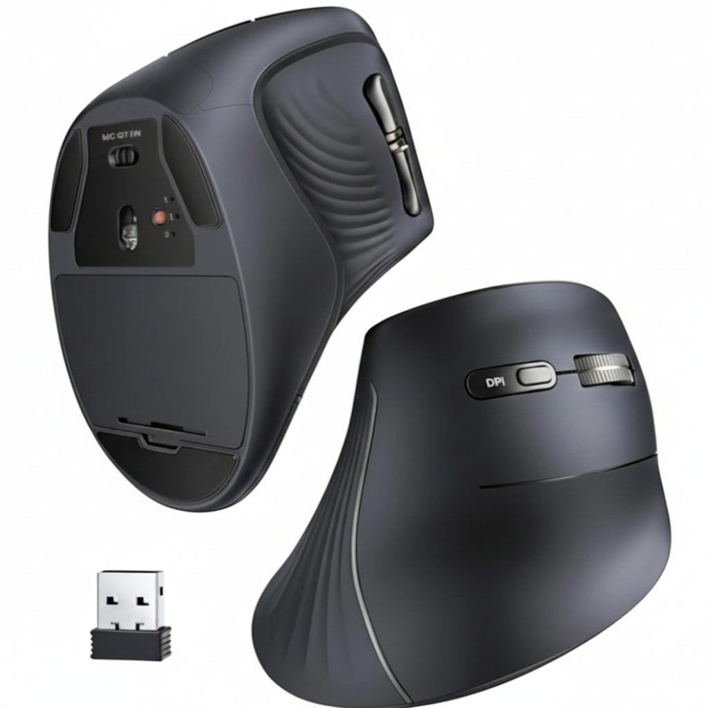Ugreen Multi-Mode Vertical Mouse Bluetooth and 2.4G Wireless–Black - alternate product view 3