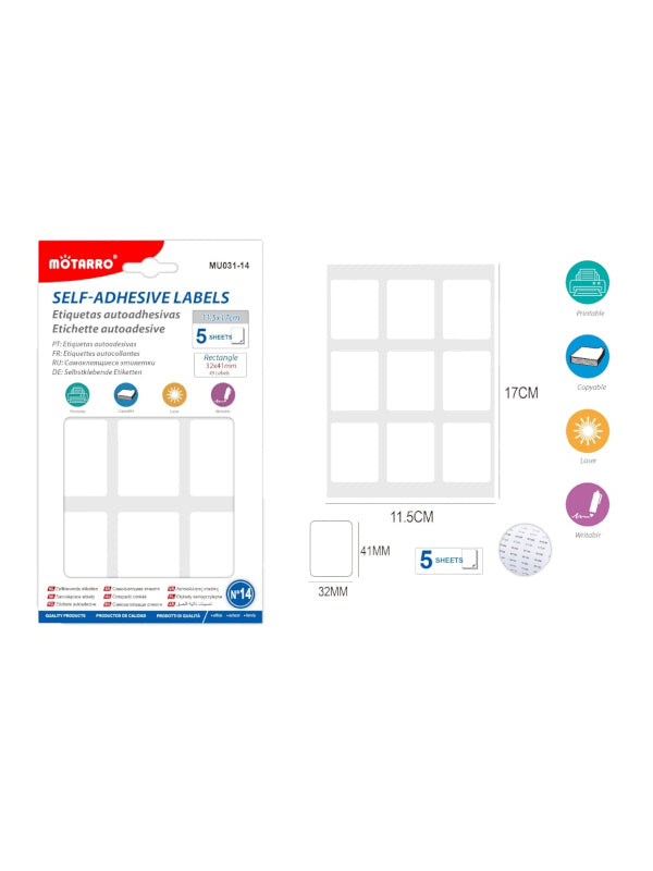 Motarro Adhesive Labels - 5 Sheets (MU031 - 14)