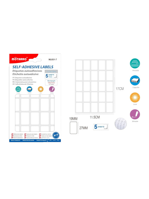 Motarro Adhesive Labels - 5 Sheets (MU031 - 7)