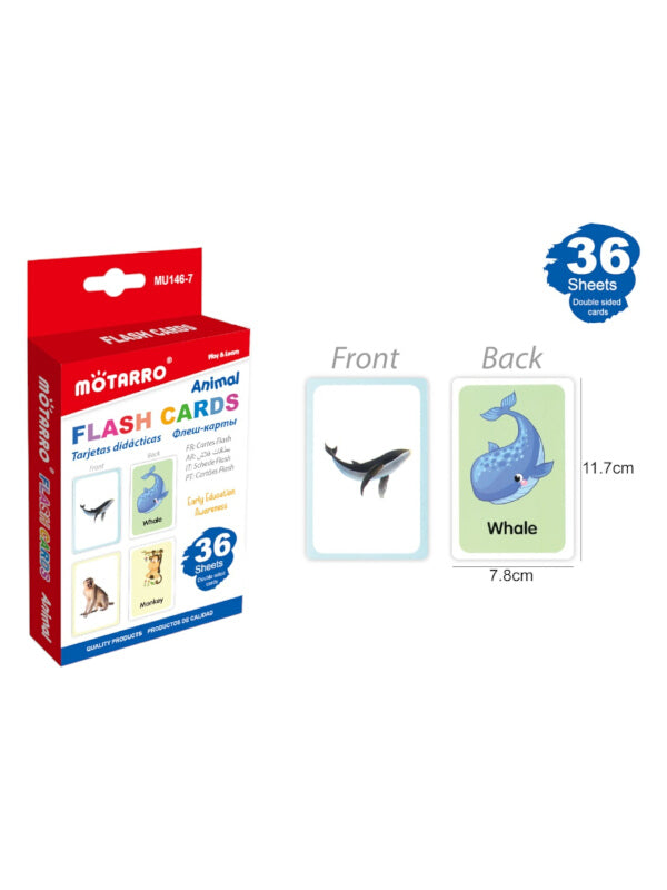 Motarro FLASH CARDS - Animals - 36 Sheets (MU146 - 7)