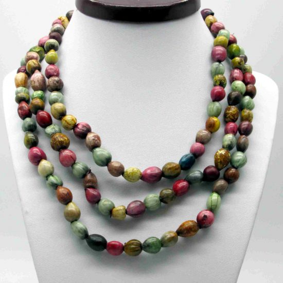 Necklace - ZULU BEADS 8 - 10 Mm - MIXED VIVID Colours - Single Strand 124 Cm