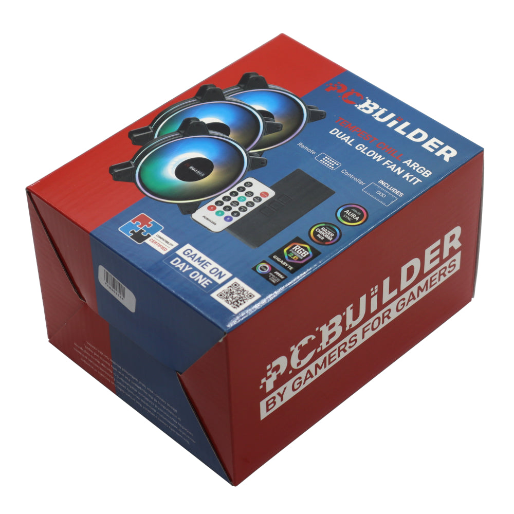 PCBuilder Tempest Chill Fan Kit 3x120MM Dual Glow ARGB Fan + Controller + RF Remote - alternate product view 5