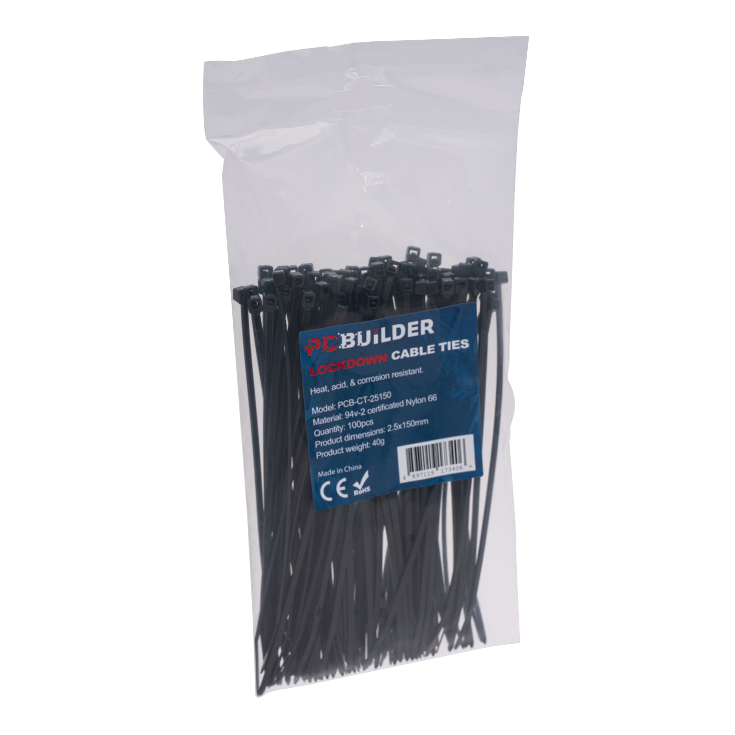 PCBuilder LOCKDOWN 150mm Cable Ties (100 pcs) - Black - alternate product view 3