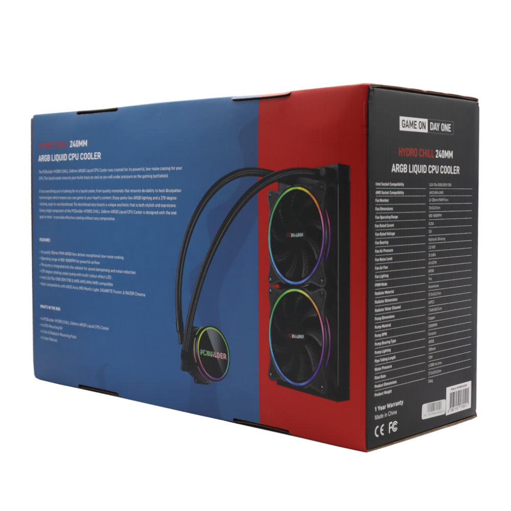 PCBuilder Hydro Chill 240MM AIO Liquid CPU Cooler ARGB - alternate product view 6