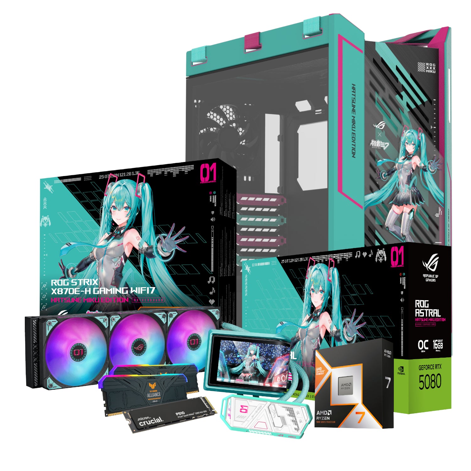 PCBuilder Ryzen 7 9800X3D ASUS X MIKU Windows 11 Gaming PC - alternate product view 2