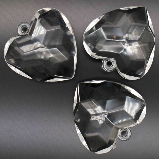 PENDANT HEART 41x41x16 mm (hole 2.5 mm) - CLEAR