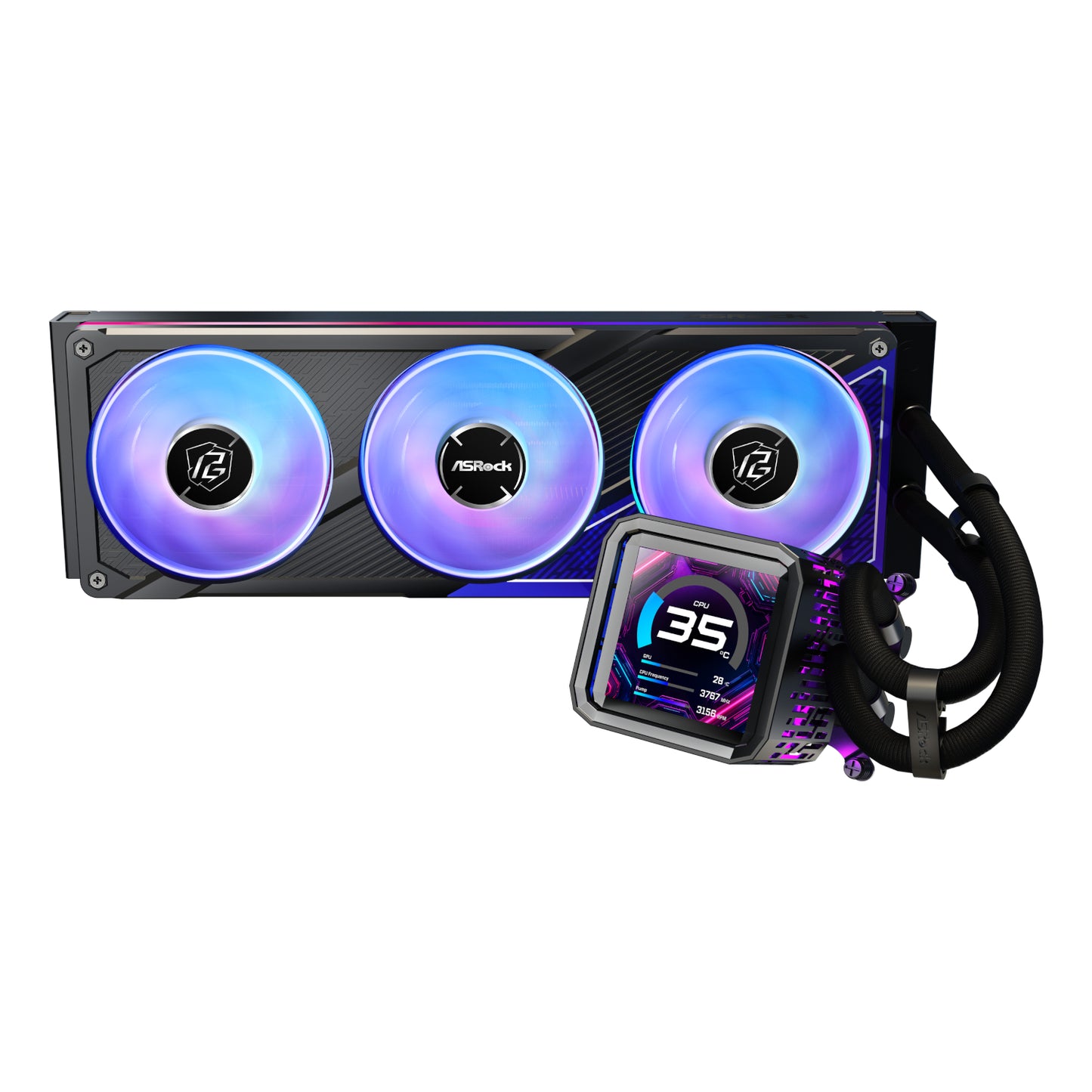 ASRock Phantom Gaming 360 LCD All-in-one Liquid CPU Cooler - Black - alternate product view 2
