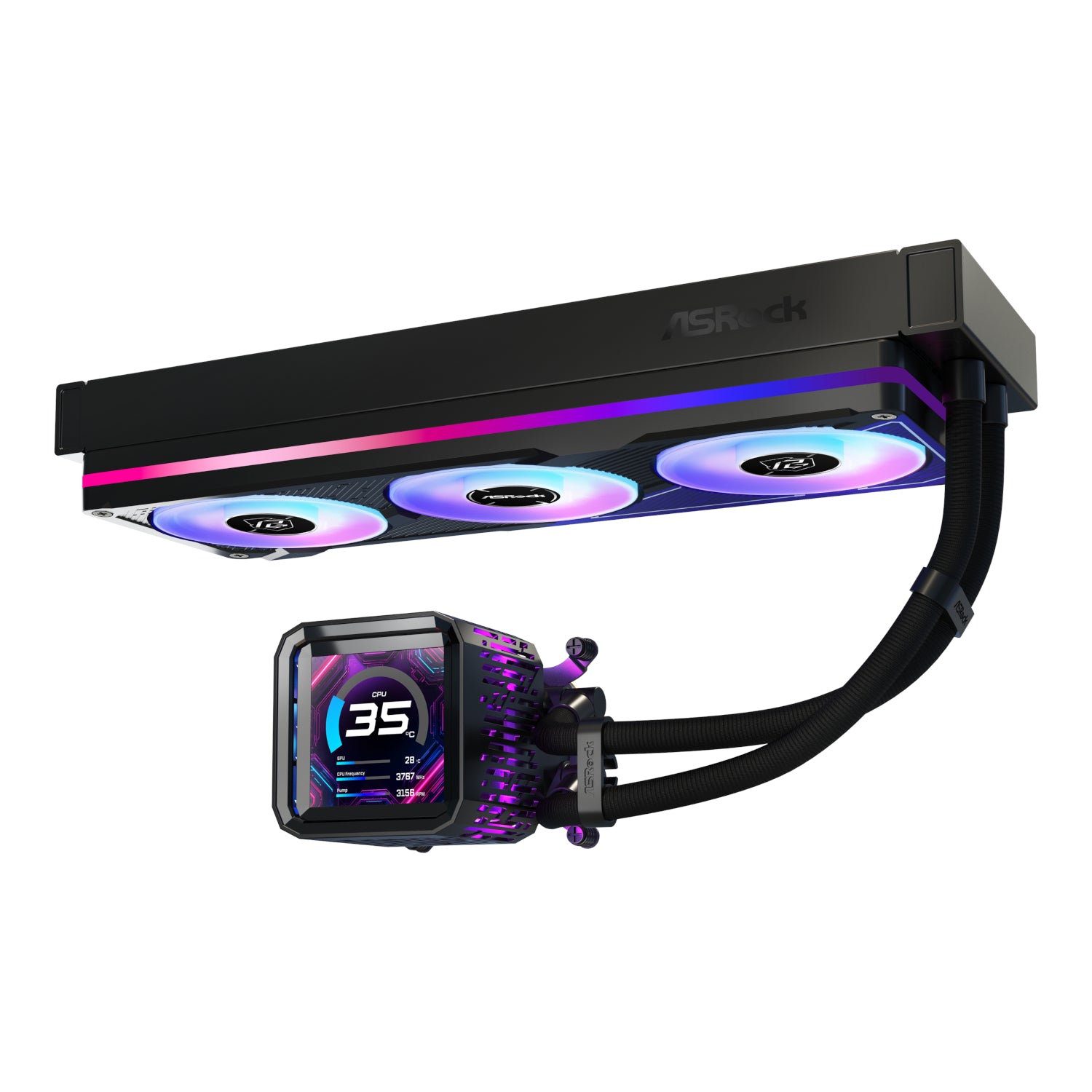 ASRock Phantom Gaming 360 LCD All-in-one Liquid CPU Cooler - Black - alternate product view 4