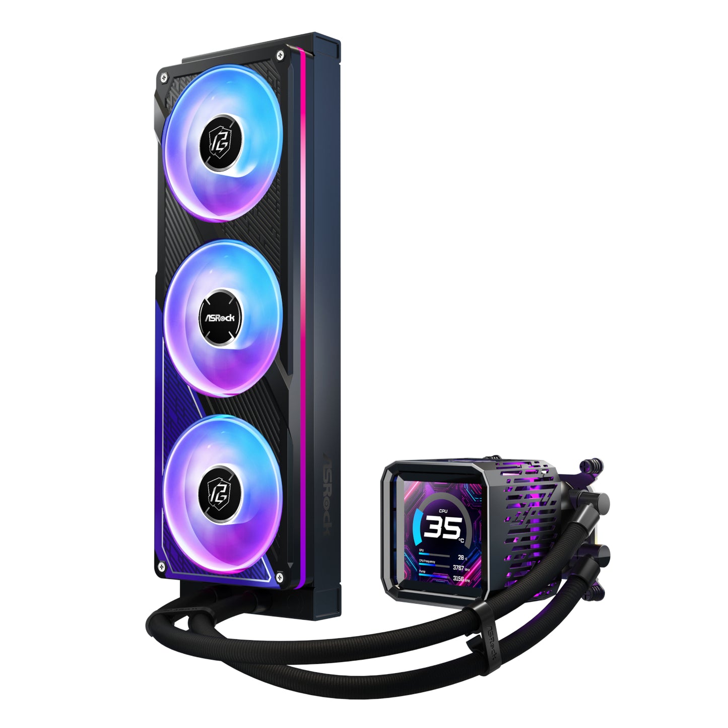 ASRock Phantom Gaming 360 LCD All-in-one Liquid CPU Cooler - Black - alternate product view 8