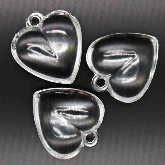 Pendant HEART NON - Faceted Smooth 27x24x12 Mm (Hole 2.5 Mm) - CLEAR
