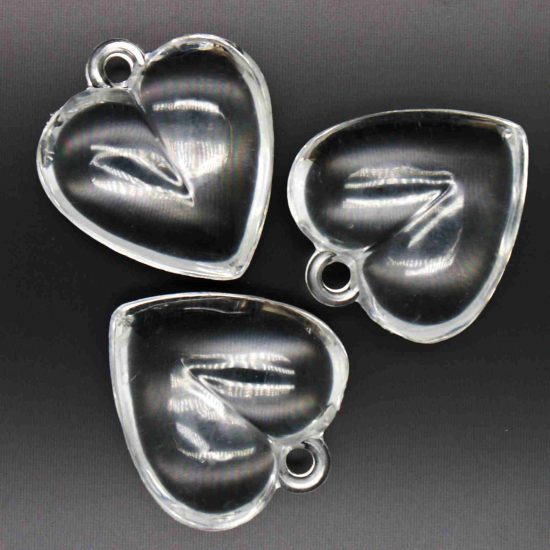 Pendant HEART NON - Faceted Smooth 40x38x19 Mm (Hole 3 Mm) - CLEAR