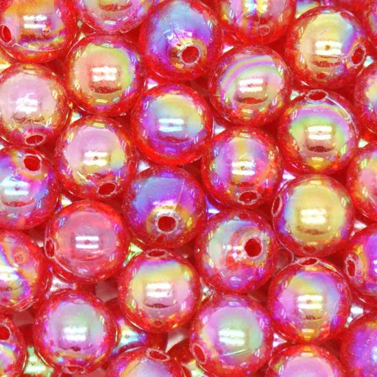 Plastic Lustre ROUND 8 Mm (Hole 2.3 Mm) - RED