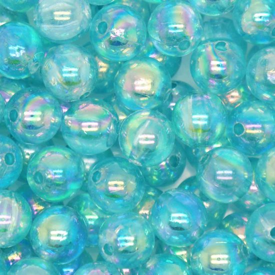 Plastic Lustre ROUND 8 Mm (Hole 2.3 Mm) - Turquoise