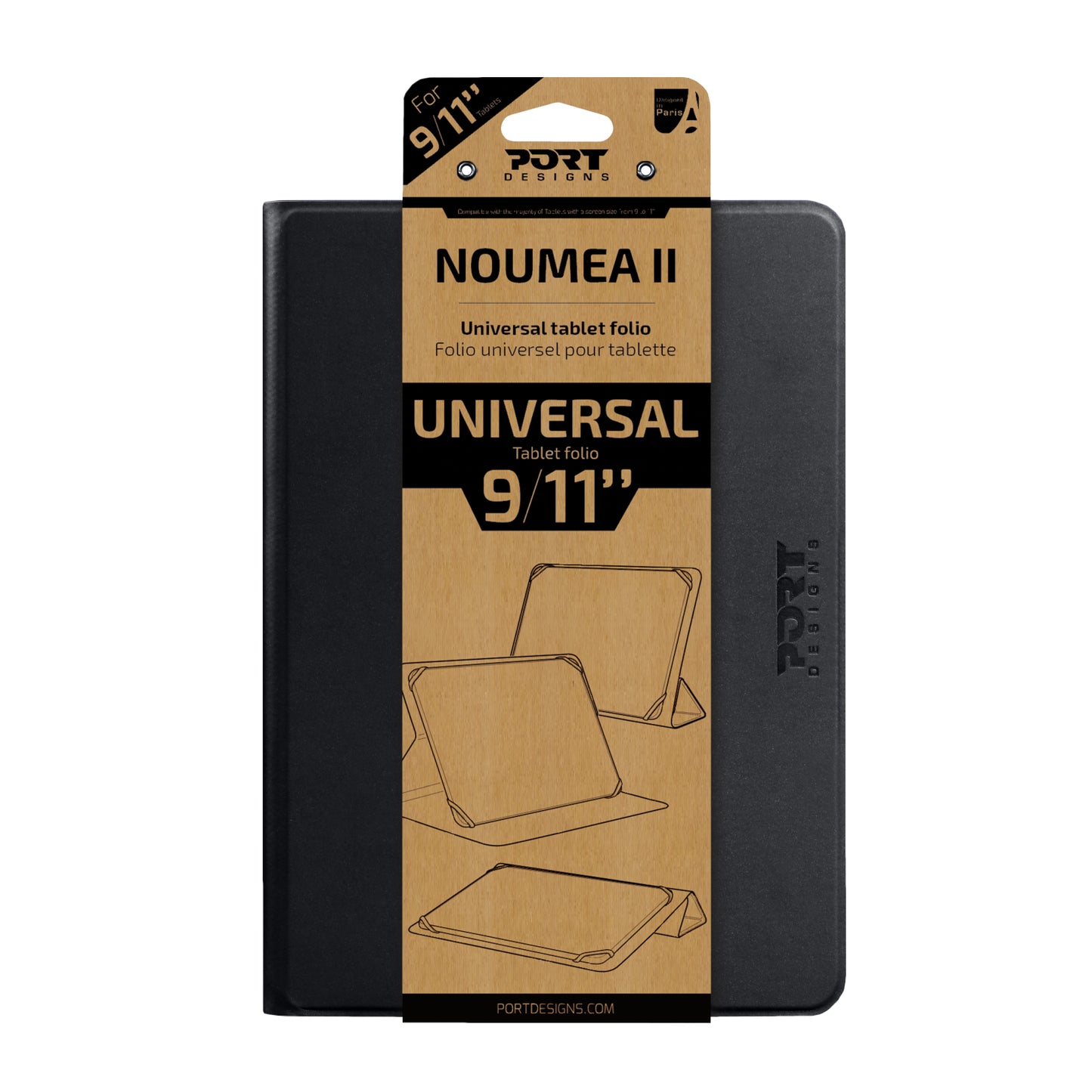 Port Designs Noumea II Universal 9/11" Tablet Folio – Black - alternate product view 2