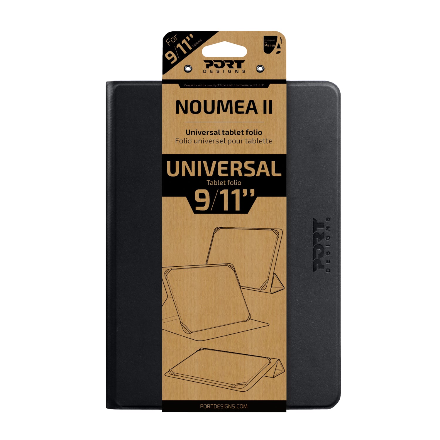 Port Designs Noumea II Universal 9/11" Tablet Folio – Black - alternate product view 2