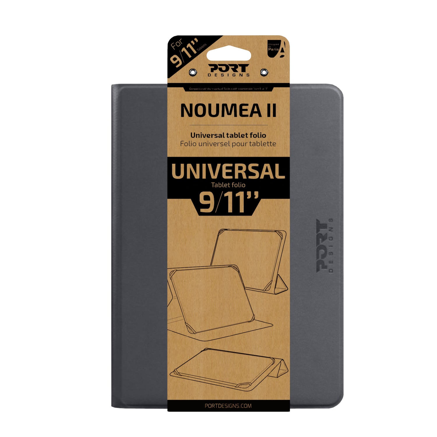 Port Designs Noumea II Universal 9/11" Tablet Folio – Grey - alternate product view 2