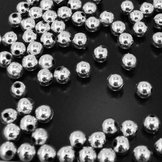 Plastic Pearls - 6 Mm Silver