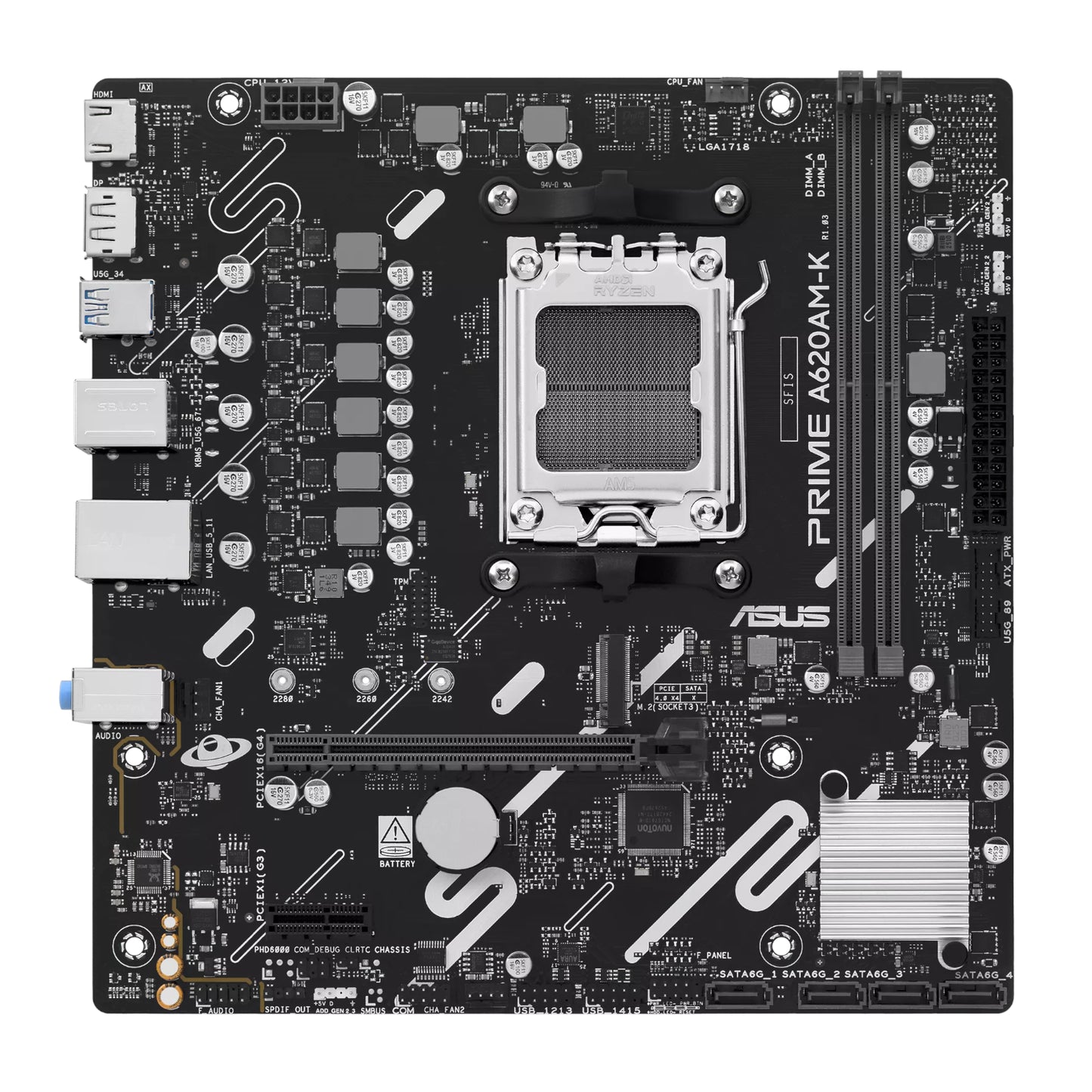 ASUS PRIME A620AM-K AM5 M-ATX Motherboard - alternate product view 2