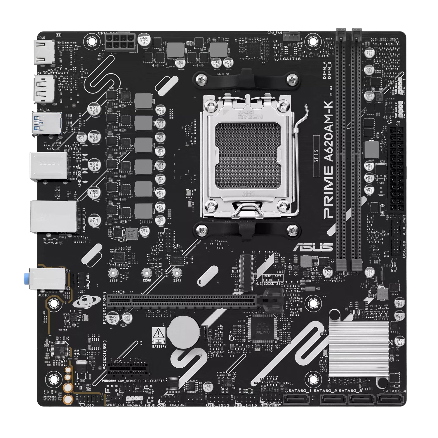 ASUS PRIME A620AM-K AM5 M-ATX Motherboard - alternate product view 2