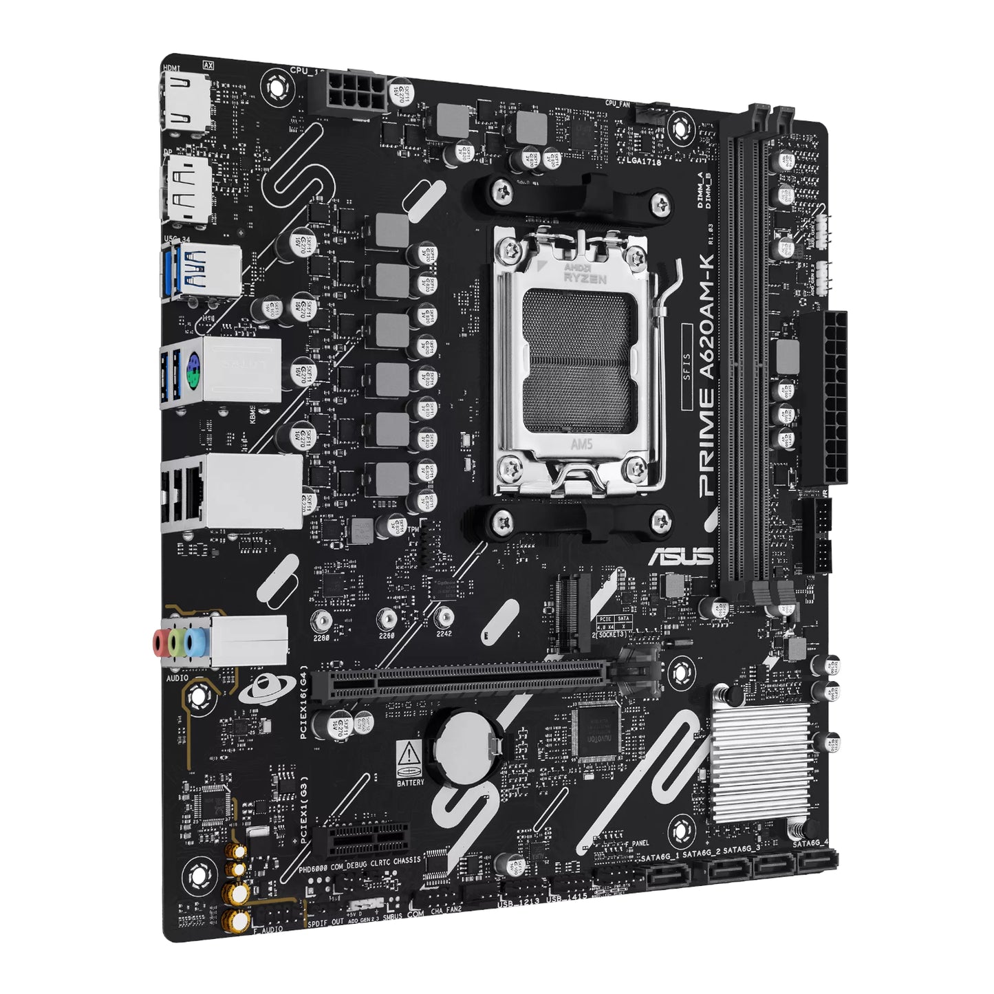ASUS PRIME A620AM-K AM5 M-ATX Motherboard - alternate product view 3
