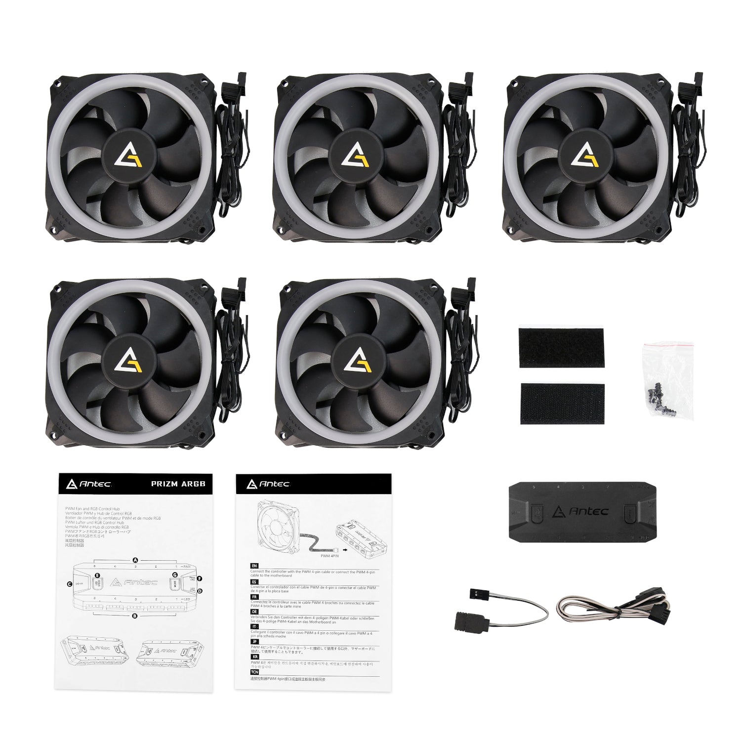 Antec Prizm 120 ARGB Case Fan 5 Pack + Controller - Black - alternate product view 7