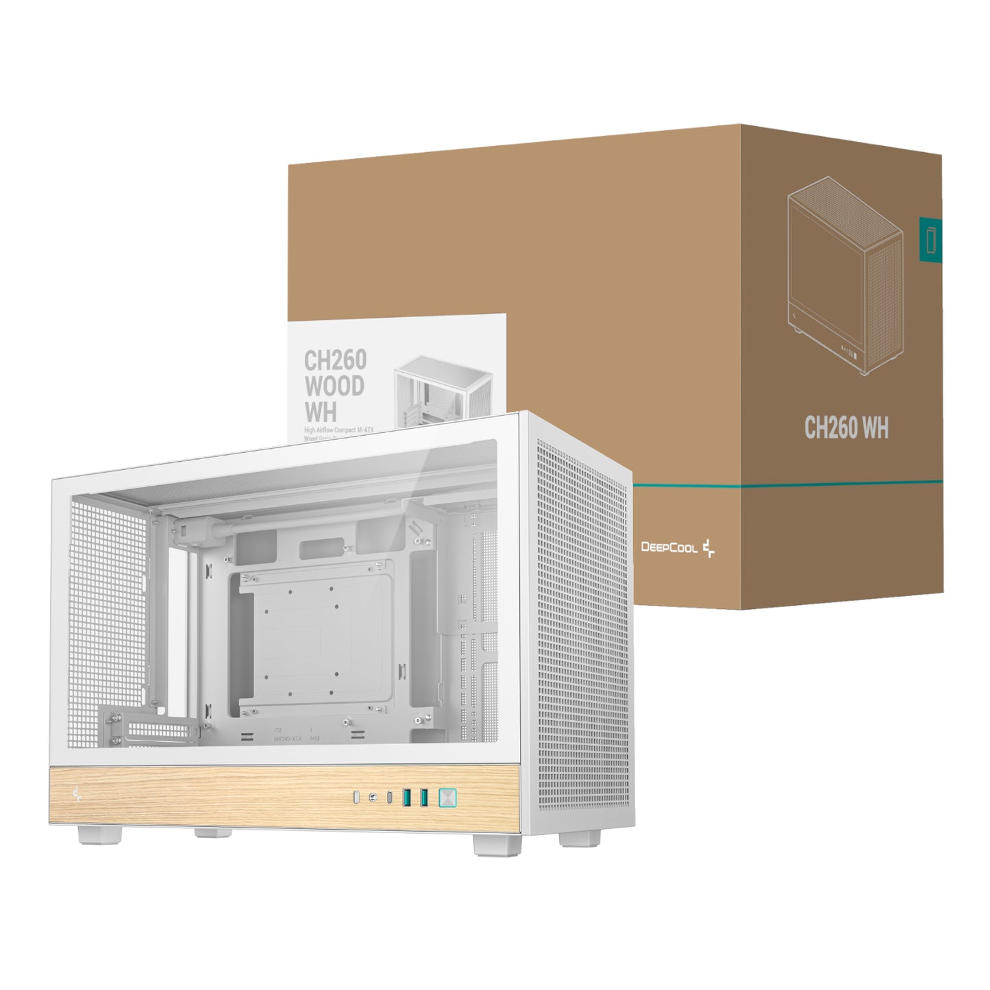 DeepCool CH260 Wood mATX Gaming Chassis White - alternate product view 2
