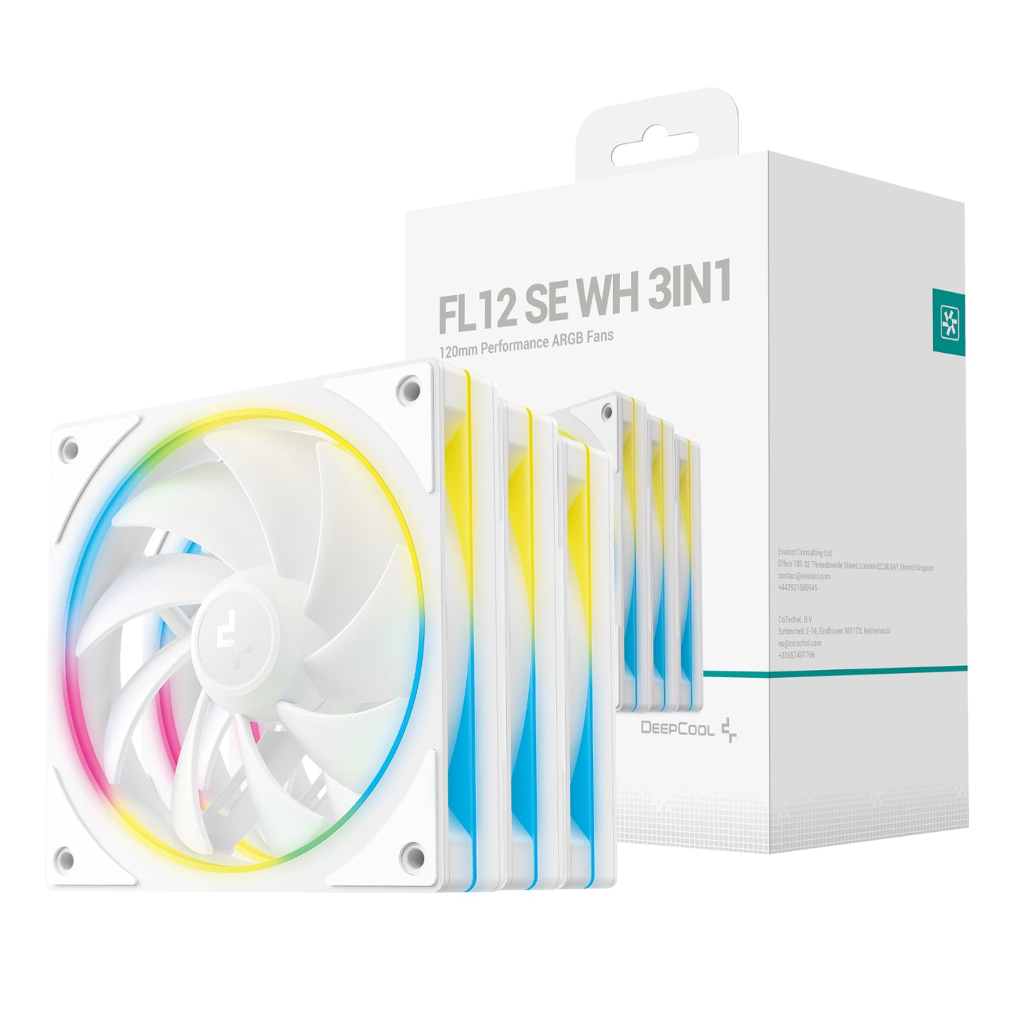 DEEPCOOL FL12 SE 3-in-1 ARGB 120mm Fan 3 Pack - White