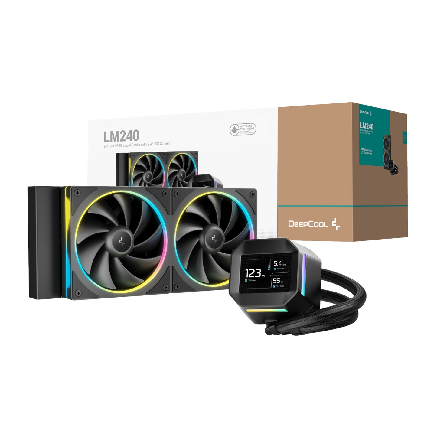 DEEPCOOL LM240 ARGB 240mm AiO CPU Liquid Cooler - Black