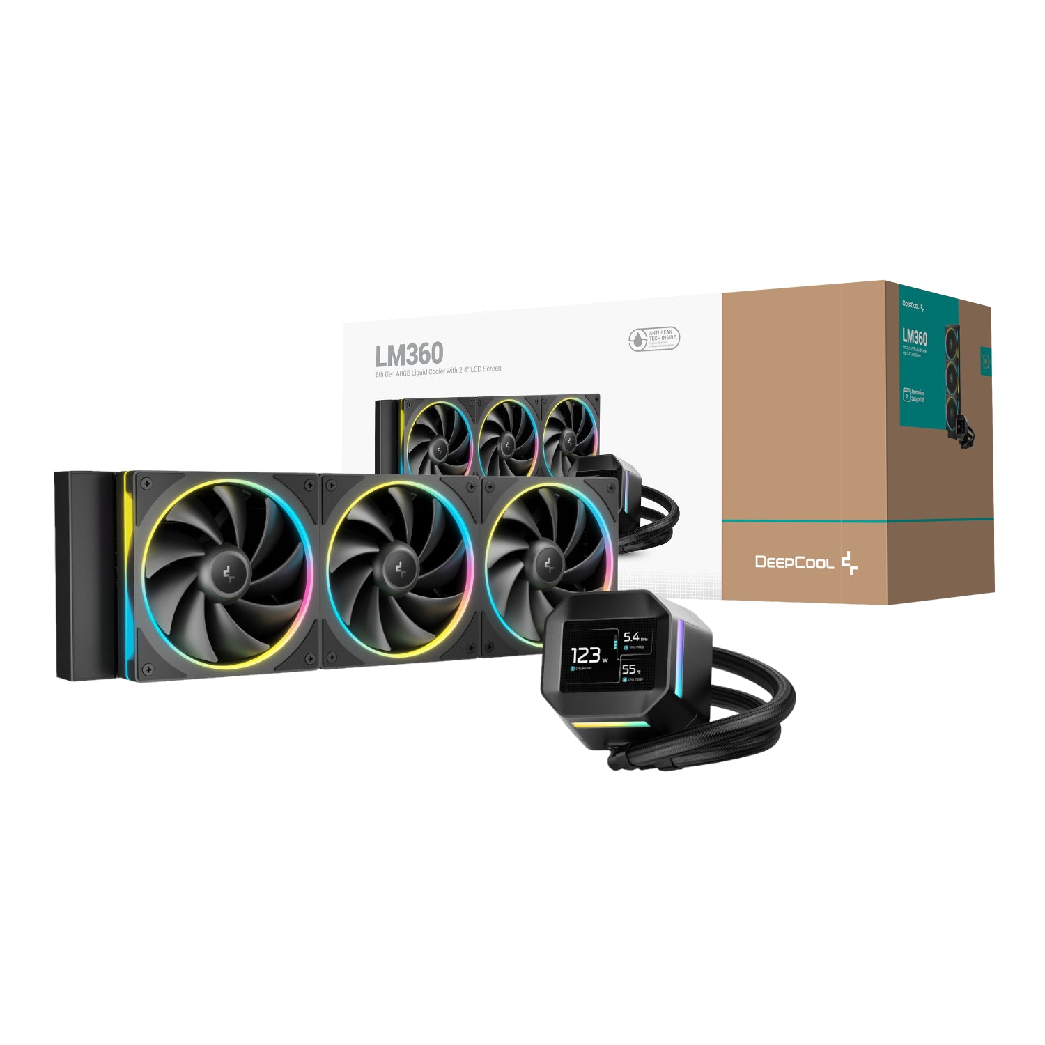 DEEPCOOL LM360 ARGB 360mm AIO CPU Liquid Cooler - Black