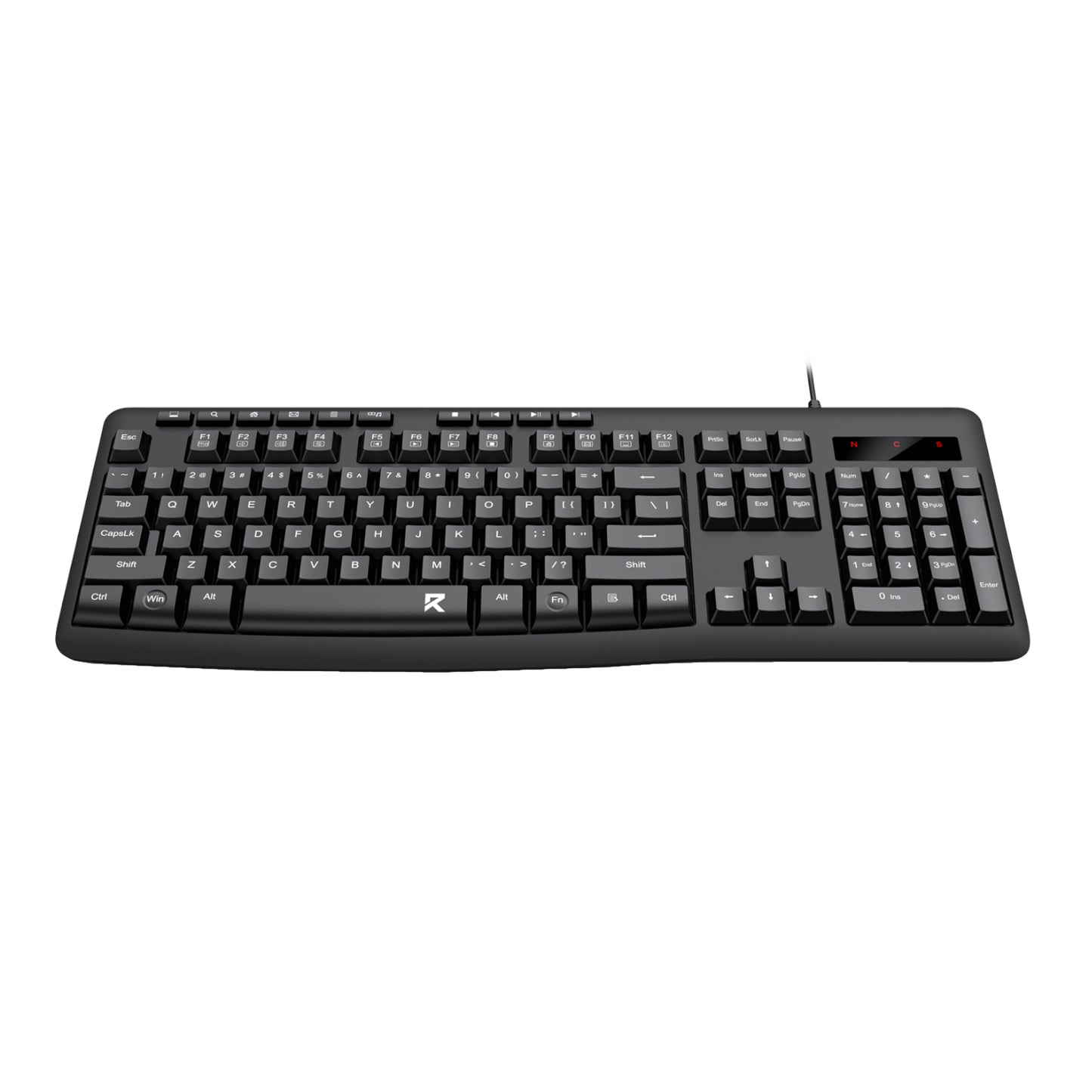 Redragon BK-7366 Full-size Ergonomic Wired Membrane Office Keyboard - Black - alternate product view 3