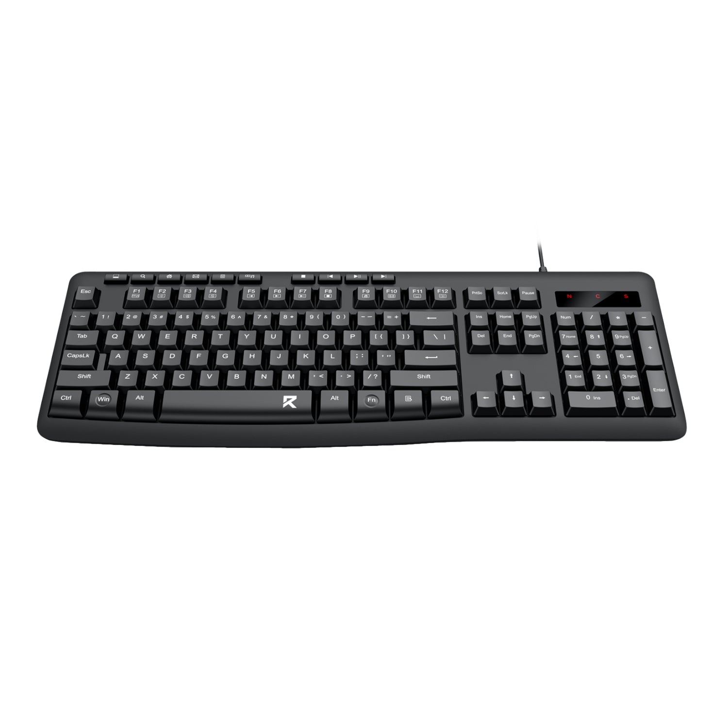 Redragon BK-7366 Full-size Ergonomic Wired Membrane Office Keyboard - Black - alternate product view 3