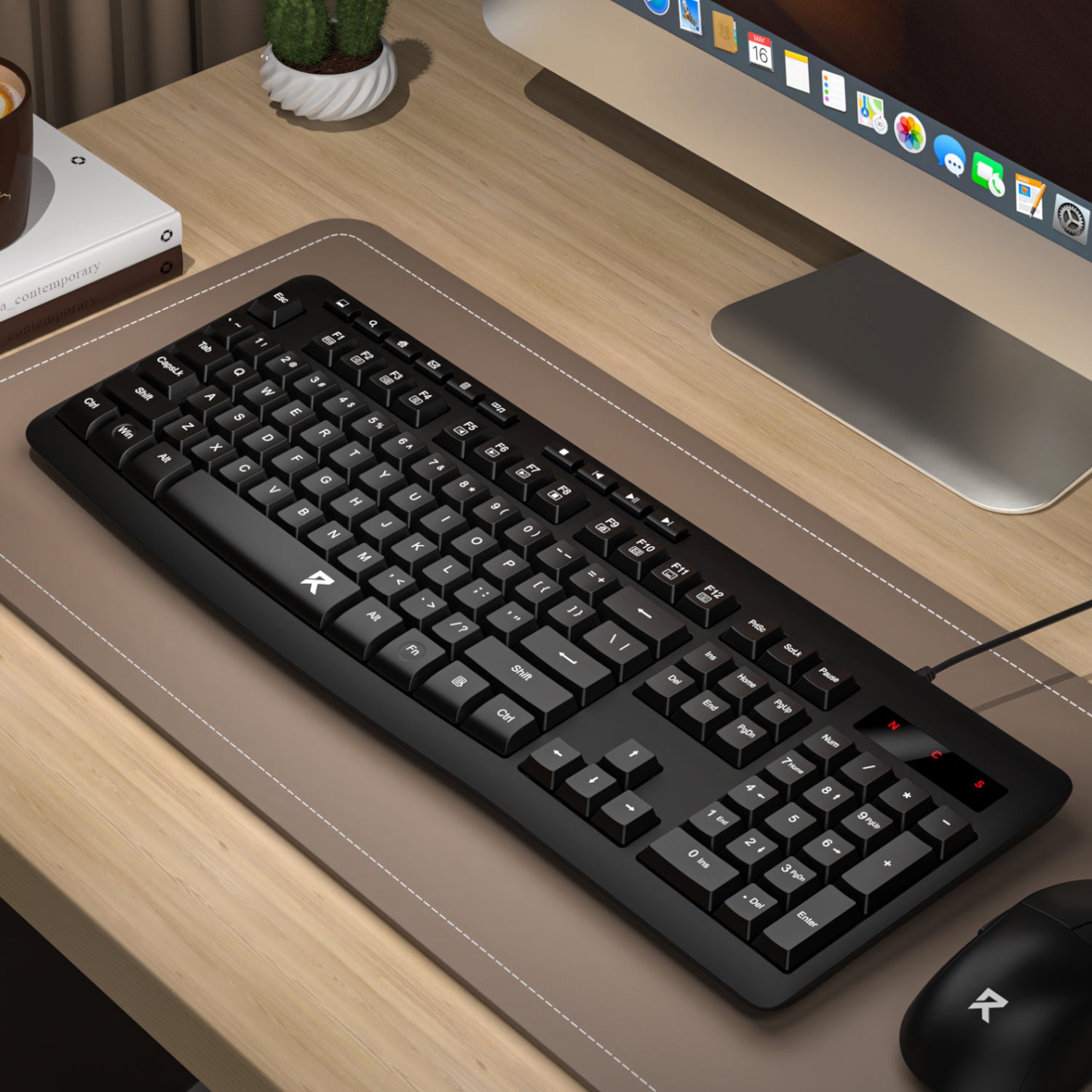 Redragon BK-7366 Full-size Ergonomic Wired Membrane Office Keyboard - Black - alternate product view 5