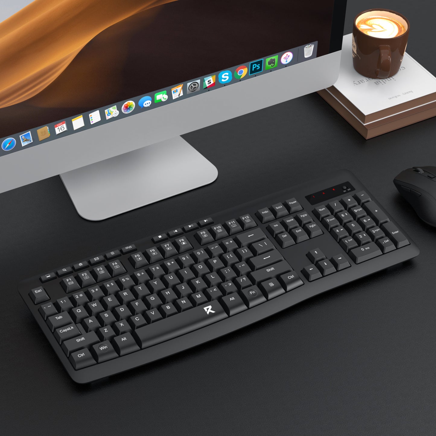Redragon BK-7367 Full-size Ergonomic Wireless Membrane Office Keyboard - Black - alternate product view 6