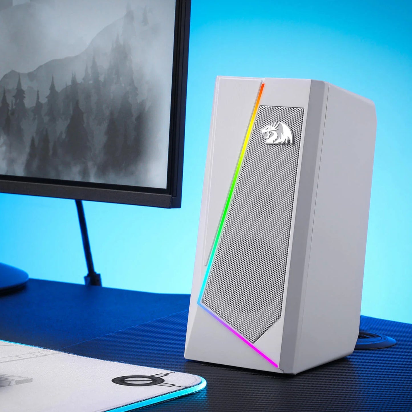 Redragon GS20W ANVIL 3W 2.0 RGB Stereo Desktop PC Speakers - White - alternate product view 5