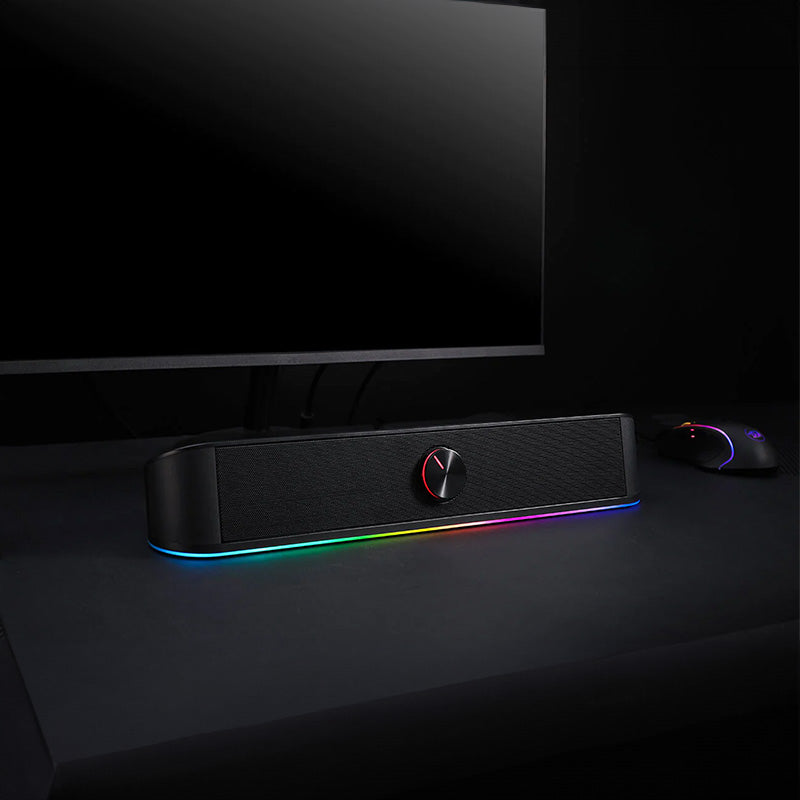 Redragon 2.0 Sound Bar ADIEMUS 2 x 3W RGB USB / Aux PC Gaming Speaker - Black - alternate product view 6