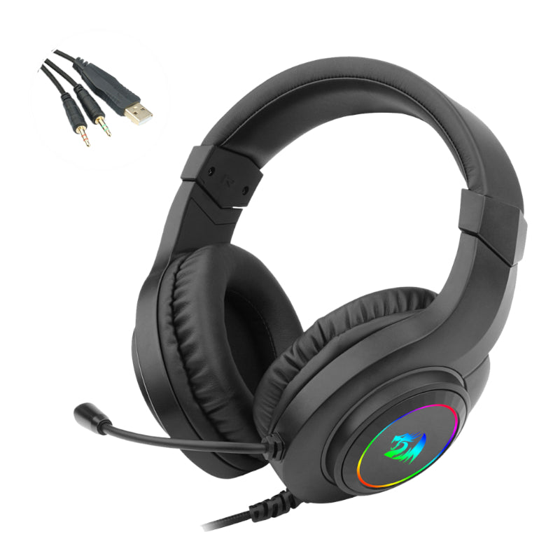 Redragon Over-Ear HYLAS Aux (Mic and Headset) / USB (Power Only) RGB Gaming Headset - Black - alternate product view 6