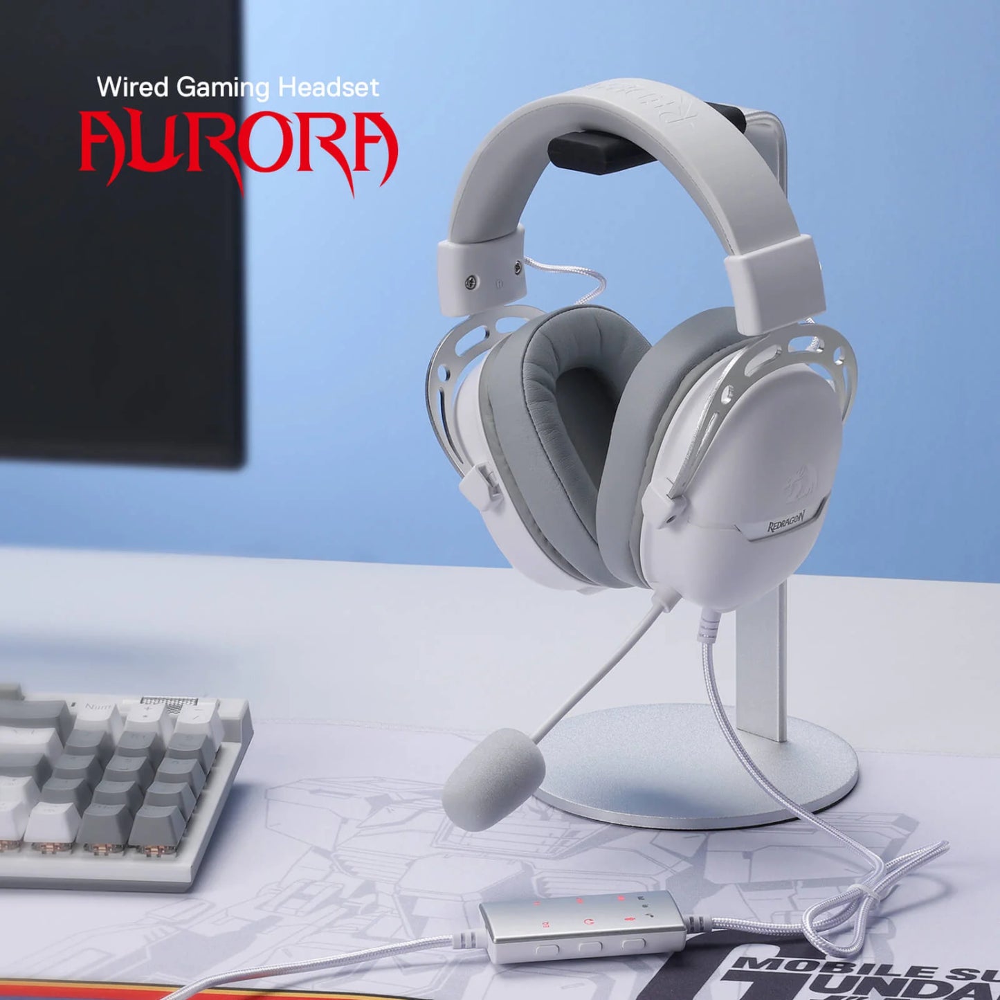 Redragon Over-Ear AURORA Gaming Headset - White - alternate product view 2