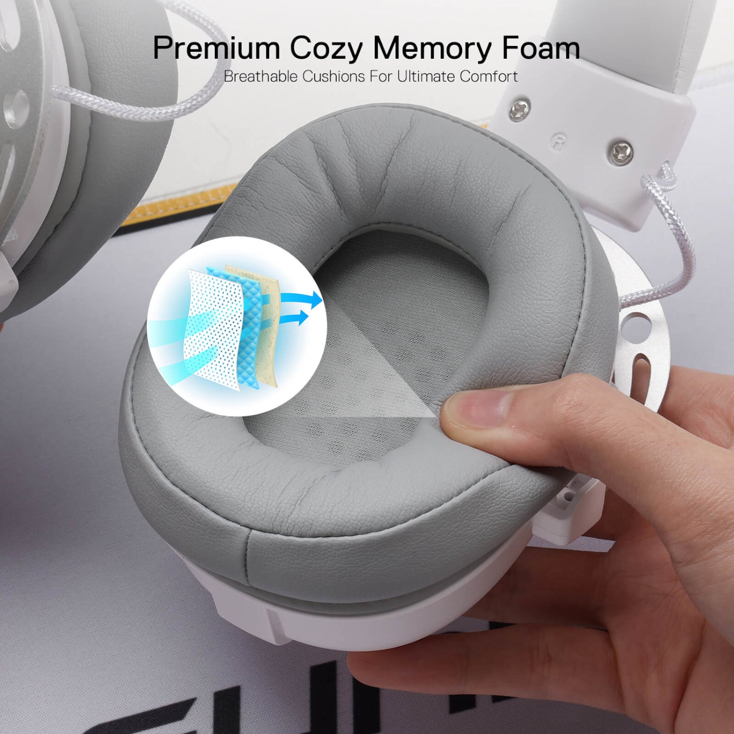 Redragon Over-Ear AURORA Gaming Headset - White - alternate product view 6