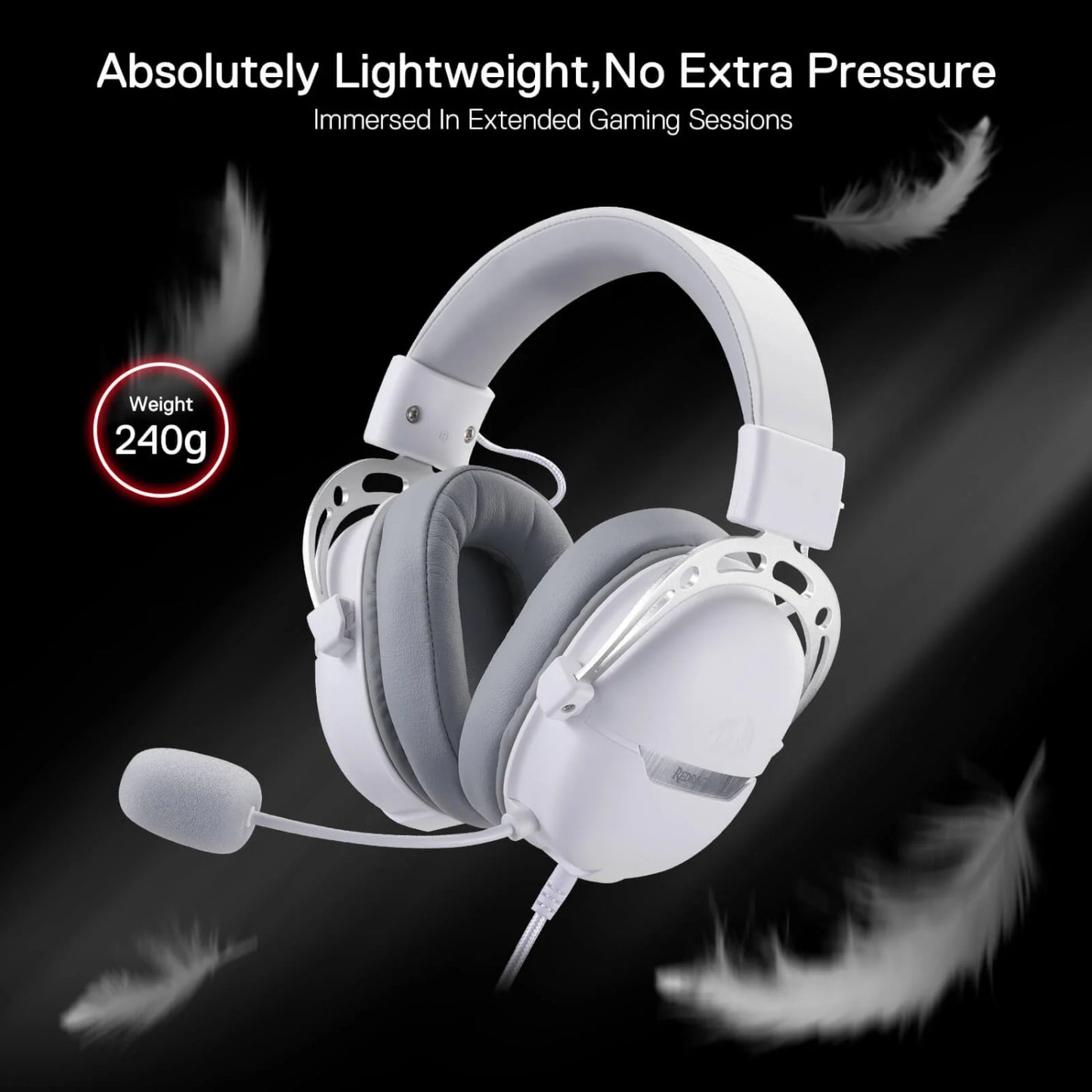 Redragon Over-Ear AURORA Gaming Headset - White - alternate product view 3