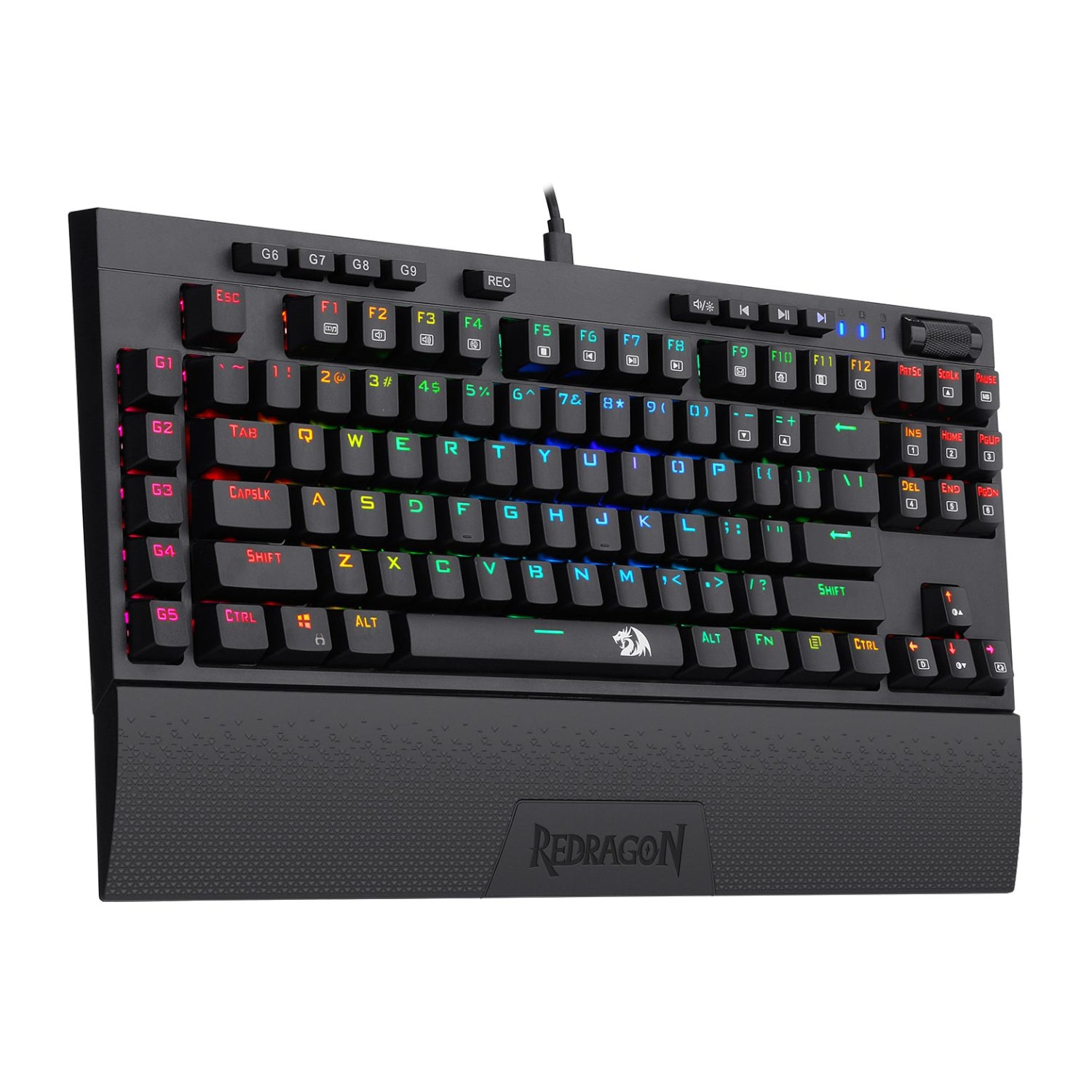 Redragon K588 RGB Pro BROADSWORD TKL Mechanical Wired Gaming Keyboard - Black - alternate product view 3
