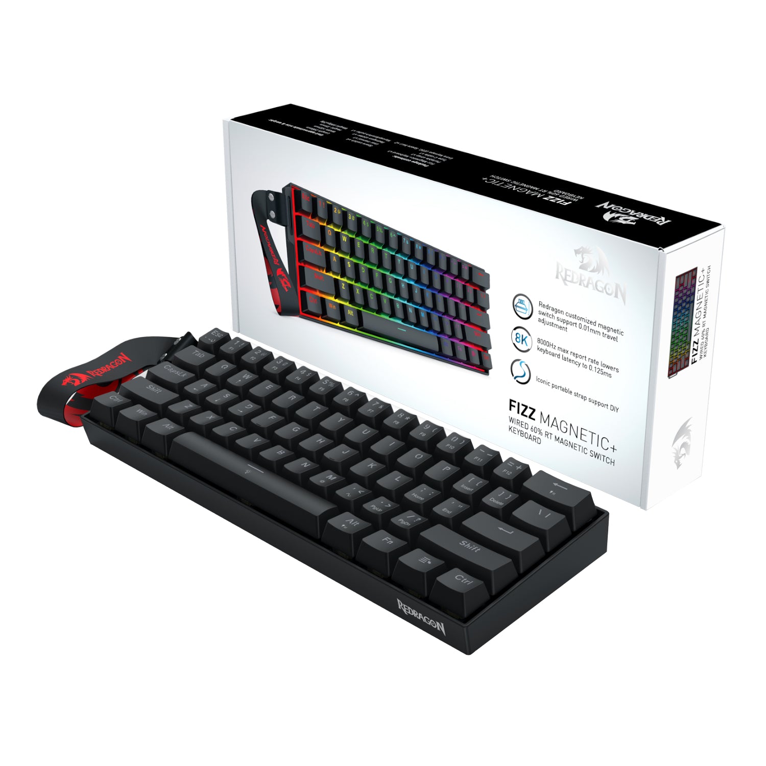 Redragon FIZZ Magnetic Plus 60% RGB Gaming Keyboard - Black - alternate product view 5